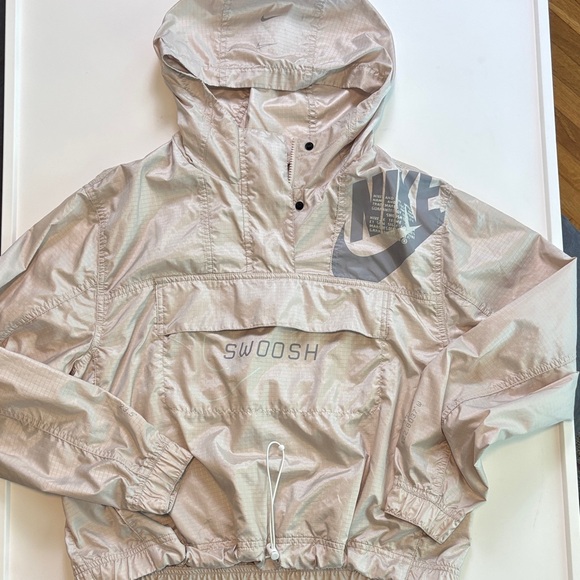 Nike Anorak Windbreaker Hooded Beige Size M Like New - Picture 1 of 7